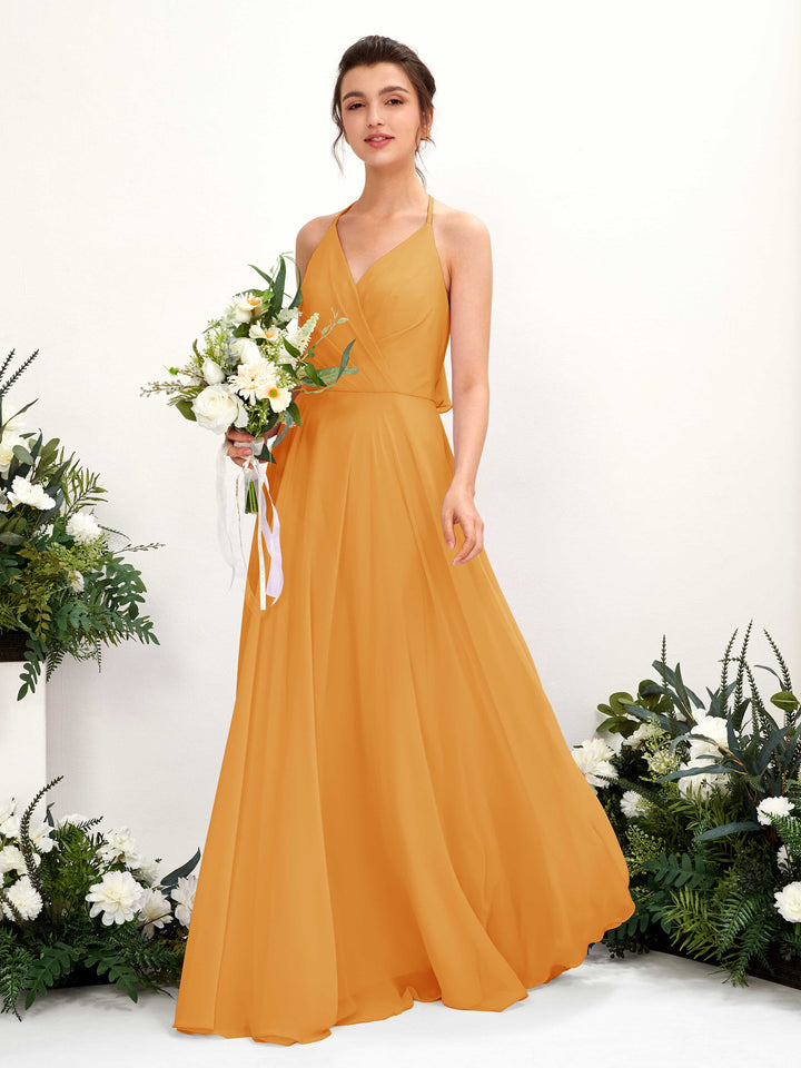 Carlyna A-Linien Kleid V-Ausschnitt Bodenlang mit Beinschlitz Brautjungfernkleid Mango 