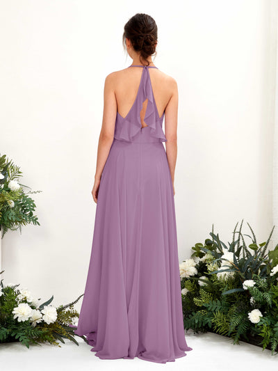 Carlyna A-Linien Kleid V-Ausschnitt Bodenlang mit Beinschlitz Brautjungfernkleid Orchideen-Nebel #farbe_orchideen-nebel