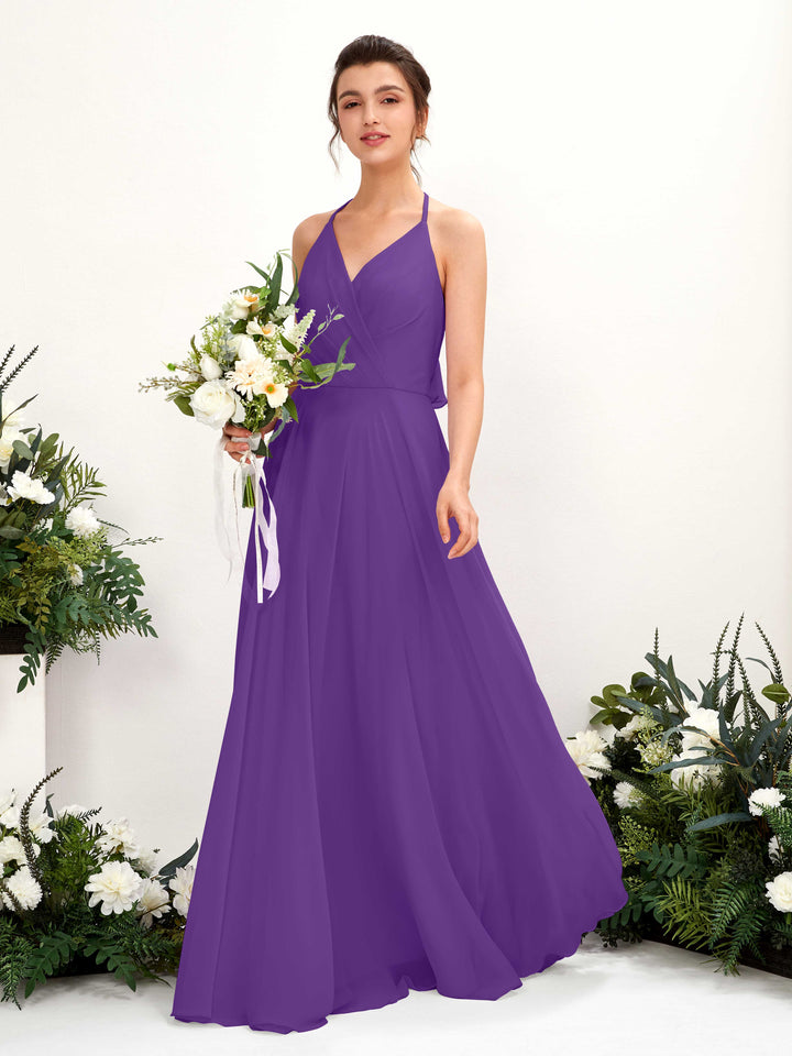 Carlyna A-Linien Kleid V-Ausschnitt Bodenlang mit Beinschlitz Brautjungfernkleid Regency 