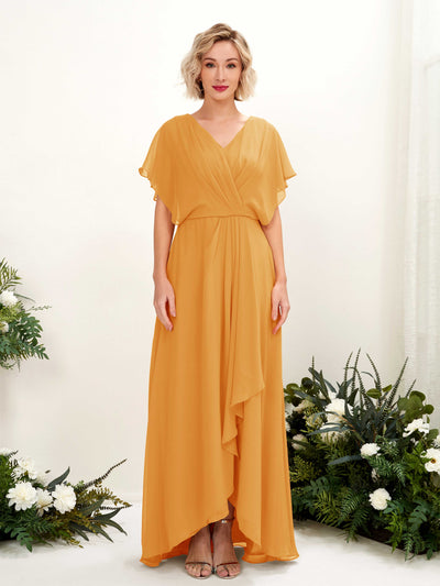 Carlyna A-Linien-Kleid V-Ausschnitt Flatterärmel Bodenlang Brautjungfernkleid Mango #farbe_mango