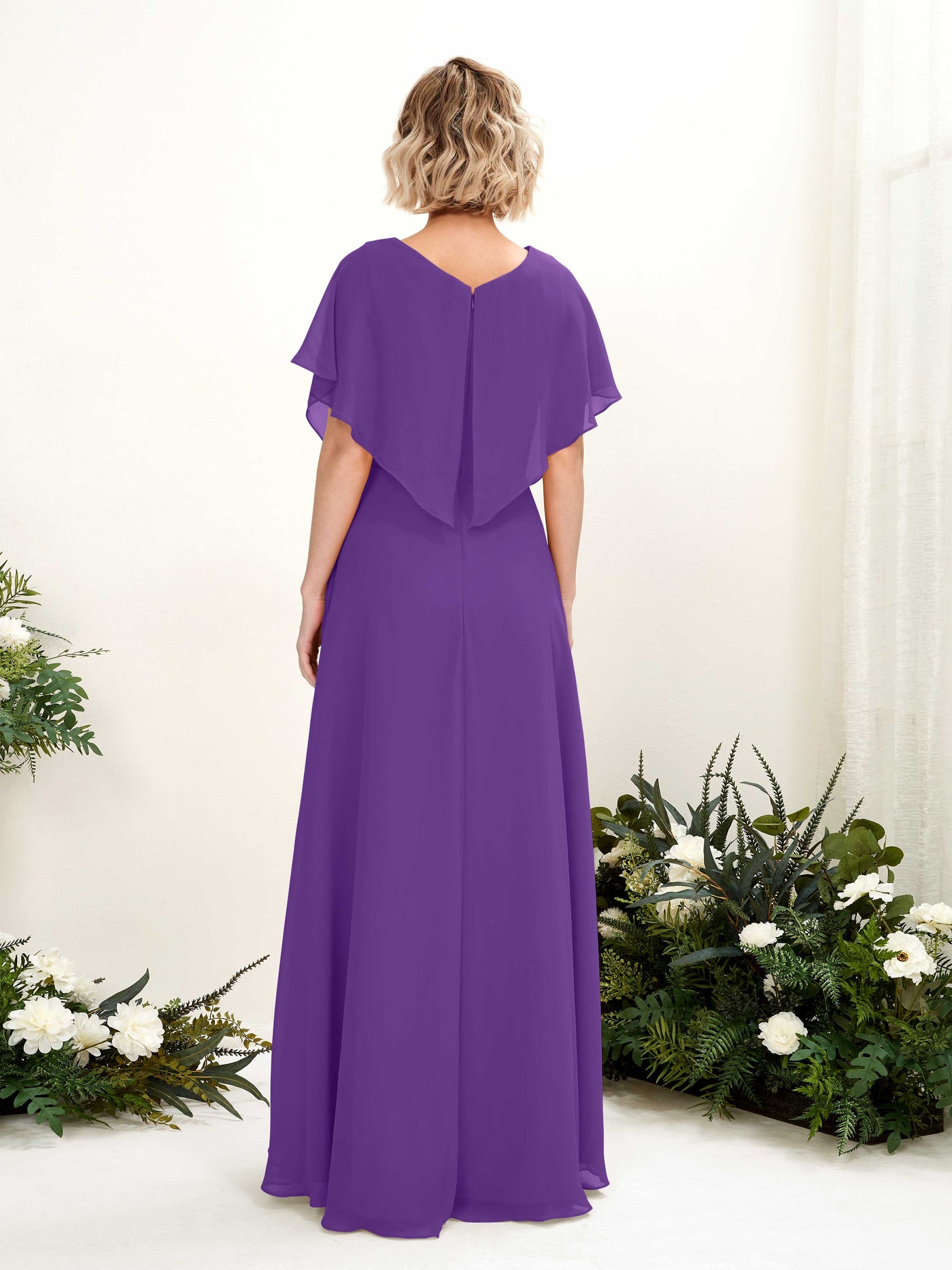 Carlyna A-Linien-Kleid V-Ausschnitt Flatterärmel Bodenlang Brautjungfernkleid Regency #farbe_regency