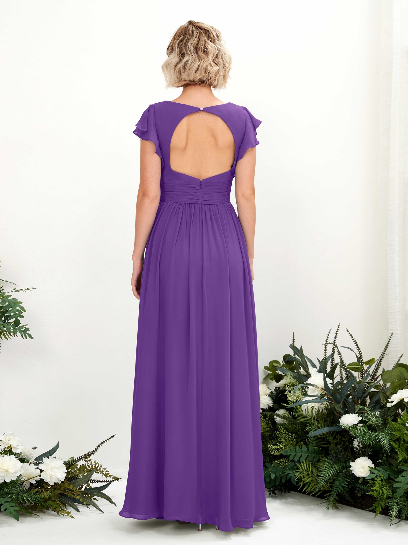 Carlyna A-Linien-Kleid V-Ausschnitt Flatterärmel Bodenlang Brautjungfernkleid Regency #farbe_regency