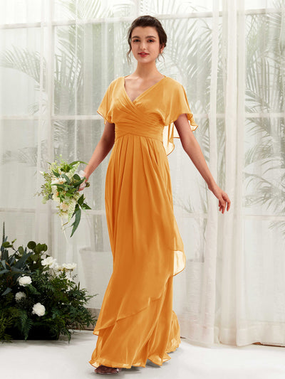 Carlyna A-Linien-Kleid V-Ausschnitt Flatterärmel Brautjungfernkleider Mango #farbe_mango