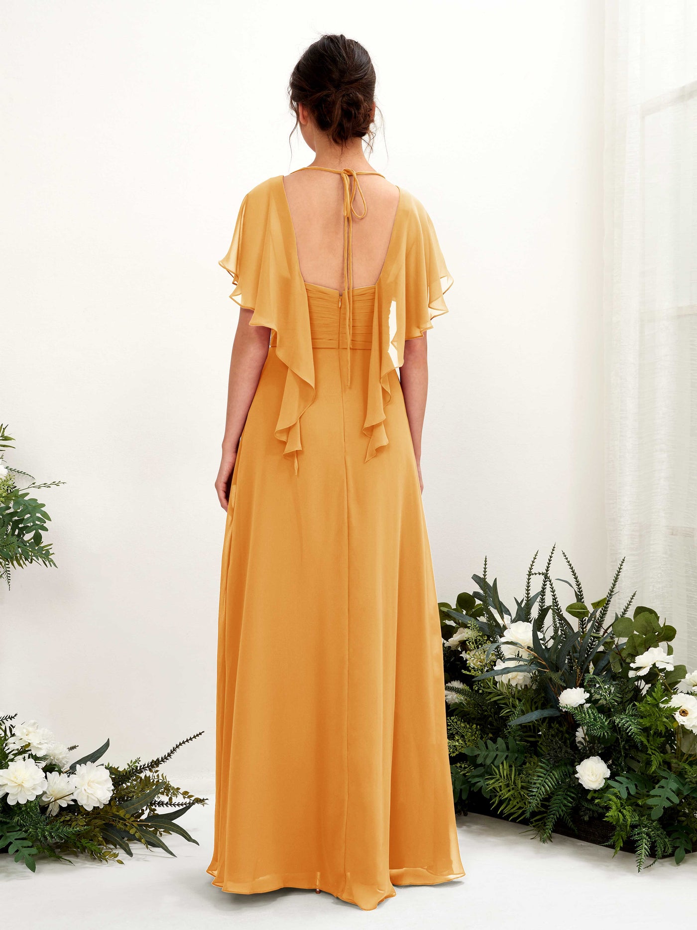 Carlyna A-Linien-Kleid V-Ausschnitt Flatterärmel Brautjungfernkleider Mango #farbe_mango