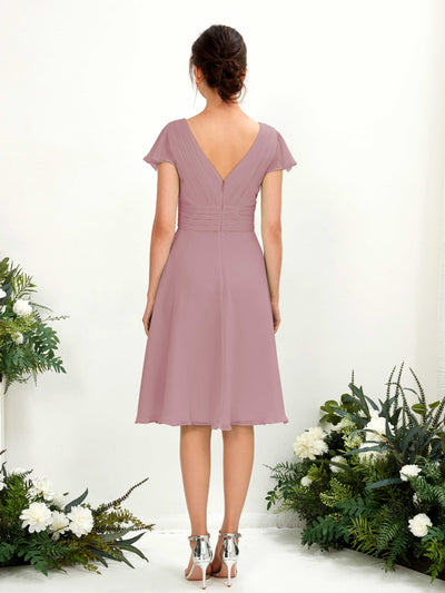 Carlyna A-Linien-Kleid V-Ausschnitt Flatterärmel knielang Chiffon Kleid Klassisch Mauve #farbe_klassisch-mauve