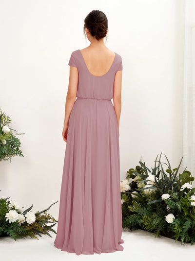 Carlyna A-Linien-Kleid V-Ausschnitt Flügelärmel Bodenlanger Brautjungfernkleid Klassisch Mauve #farbe_klassisch-mauve