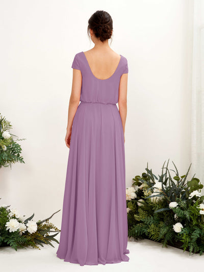 Carlyna A-Linien-Kleid V-Ausschnitt Flügelärmel Bodenlanger Brautjungfernkleid Orchideen-Nebel #farbe_orchideen-nebel