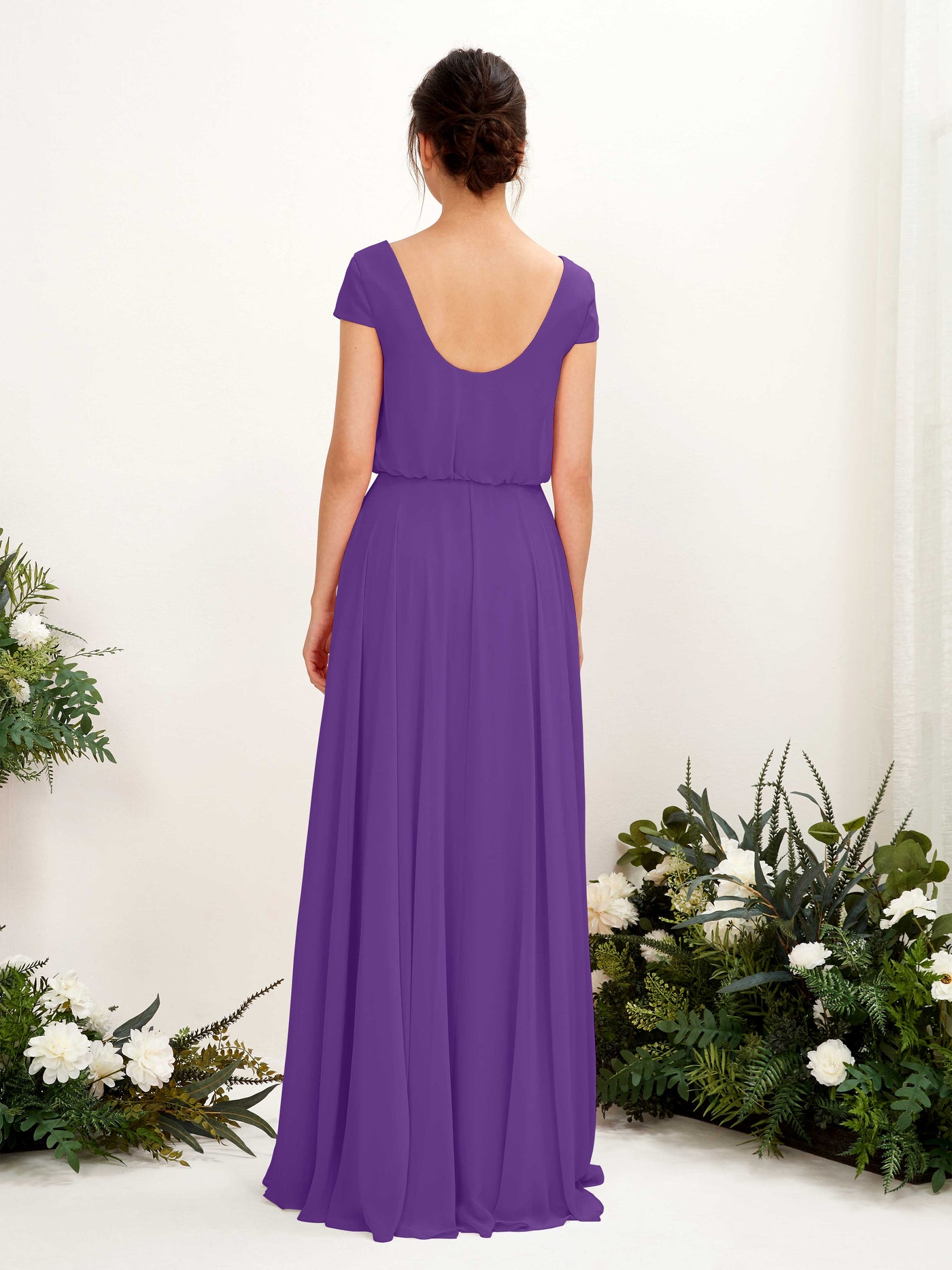 Carlyna A-Linien-Kleid V-Ausschnitt Flügelärmel Bodenlanger Brautjungfernkleid Regency #farbe_regency