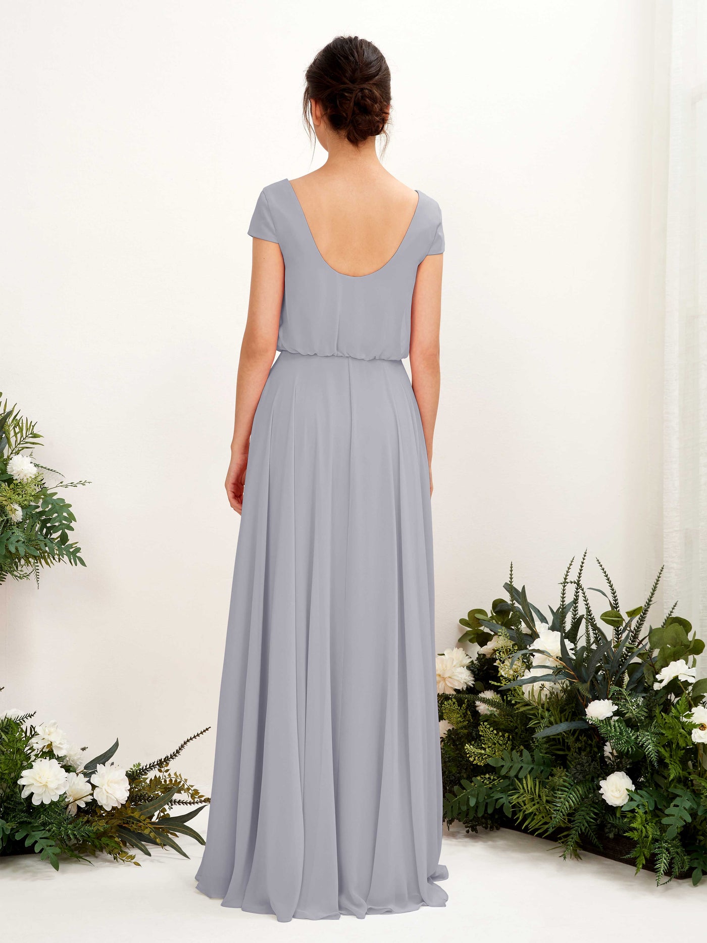 Carlyna A-Linien-Kleid V-Ausschnitt Flügelärmel Bodenlanger Brautjungfernkleid Staubiger Lavendel #farbe_staubiger-lavendel