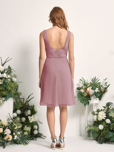 Carlyna A-Linien-Kleid V-Ausschnitt Knielang Chiffon Brautjungfernkleid Klassisch Mauve #farbe_klassisch-mauve