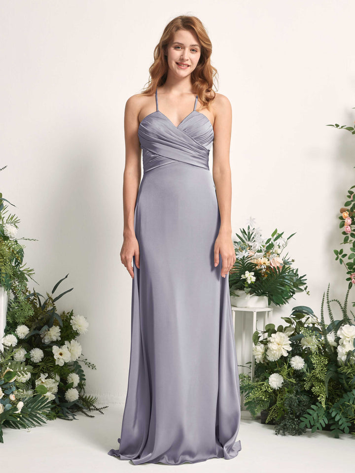 Carlyna A-Linien-Kleid V-Ausschnitt Satin Brautjungfernkleid Lila Dunst 