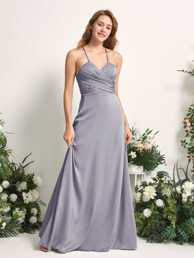 Carlyna A-Linien-Kleid V-Ausschnitt Satin Brautjungfernkleid Lila Dunst #farbe_lila-dunst