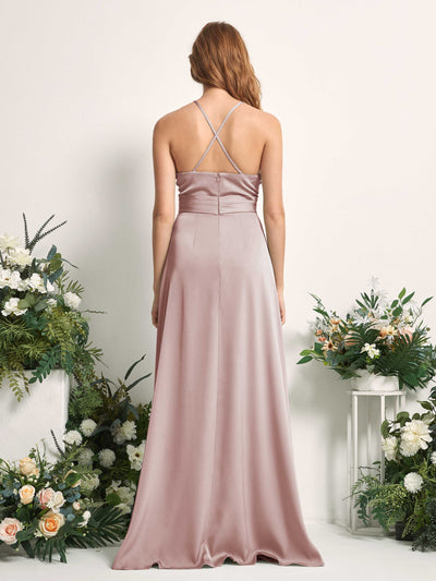 Carlyna A-Linien-Kleid V-Ausschnitt Satin Brautjungfernkleid Staubige Rose #farbe_staubige-rose