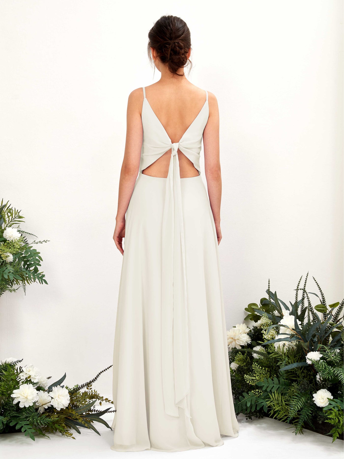 Carlyna A-Linien-Kleid V-Ausschnitt Spaghettiträger Brautjungfernkleid Elfenbein #farbe_elfenbein
