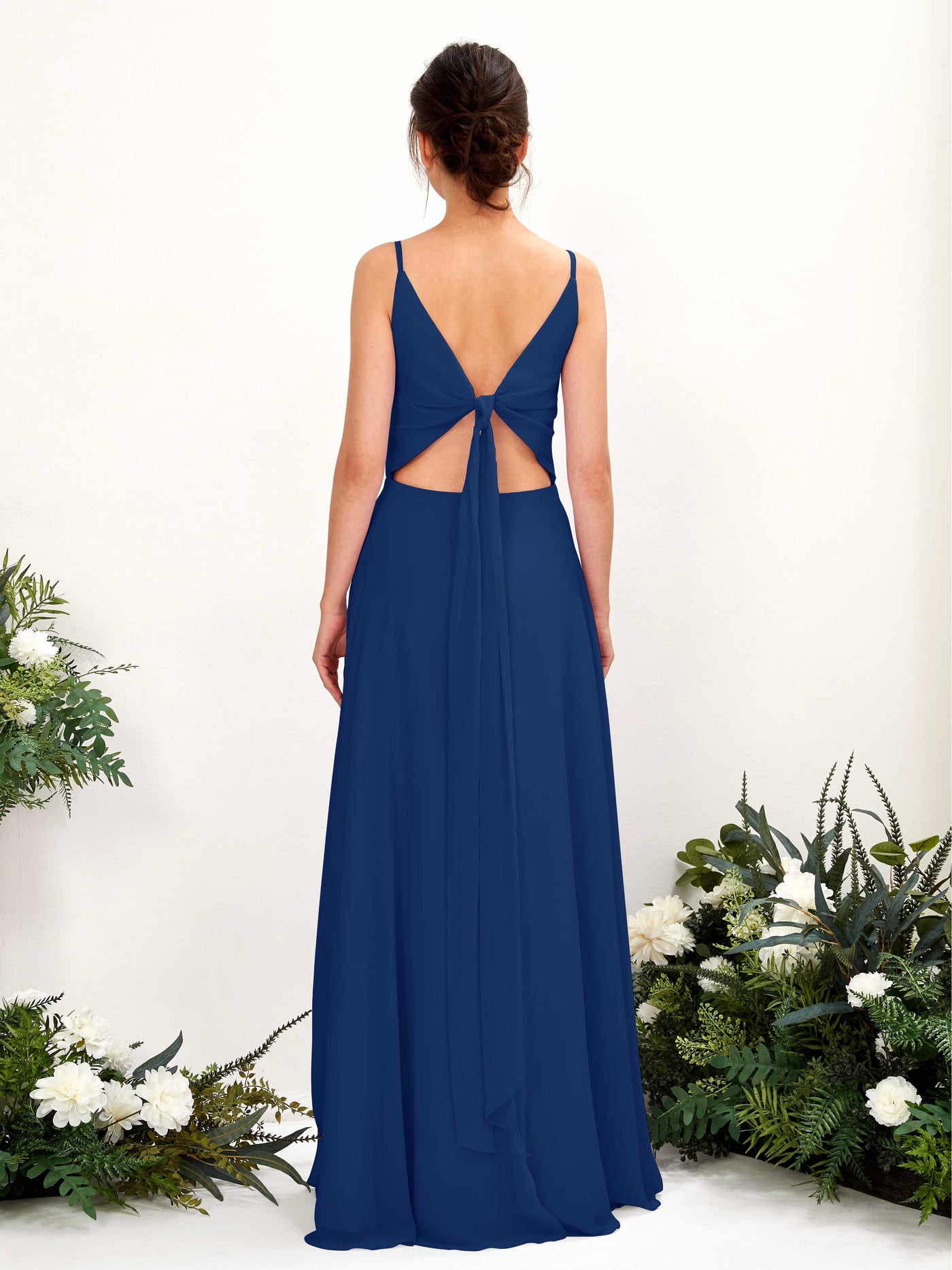 Carlyna A-Linien-Kleid V-Ausschnitt Spaghettiträger Brautjungfernkleid Königsblau #farbe_k-nigsblau