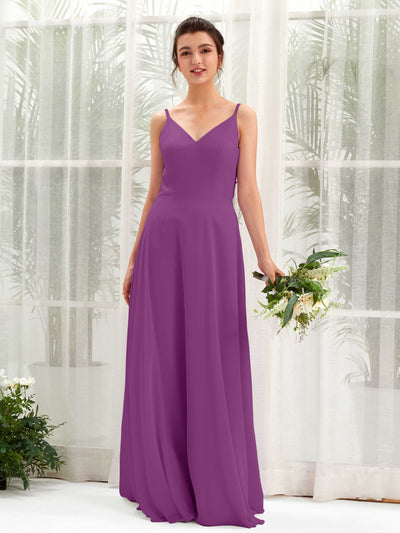 Carlyna A-Linien-Kleid V-Ausschnitt Spaghettiträger Brautjungfernkleid Lila #farbe_lila