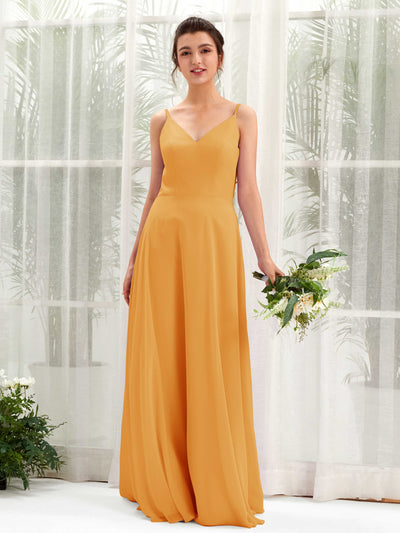 Carlyna A-Linien-Kleid V-Ausschnitt Spaghettiträger Brautjungfernkleid Mango #farbe_mango