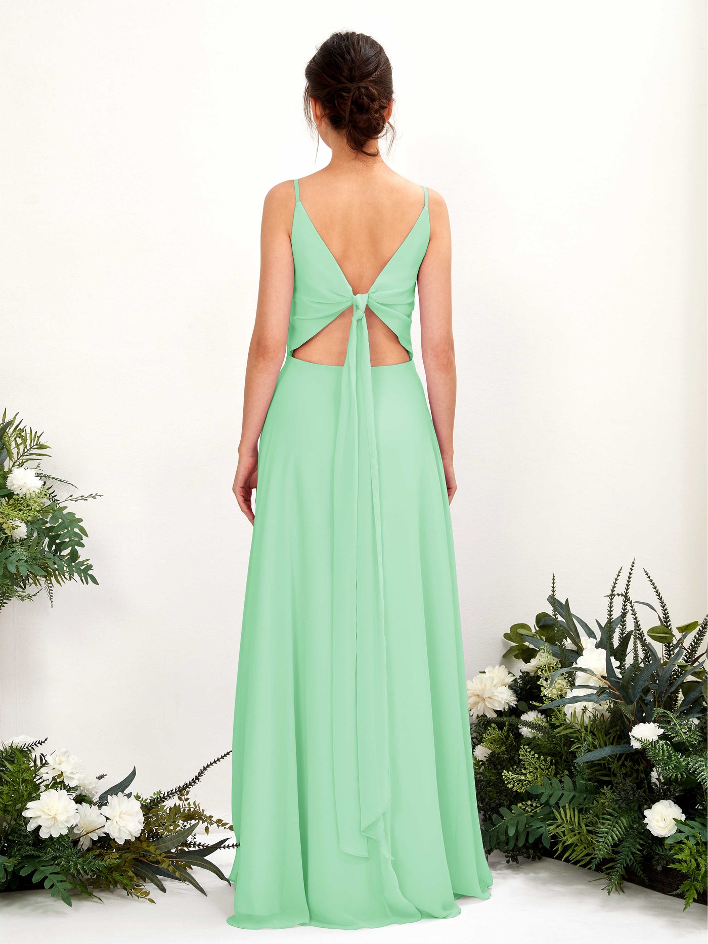 Carlyna A-Linien-Kleid V-Ausschnitt Spaghettiträger Brautjungfernkleid Minzgrün #farbe_minzgr-n