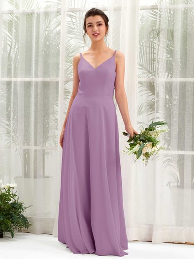 Carlyna A-Linien-Kleid V-Ausschnitt Spaghettiträger Brautjungfernkleid Orchideen-Nebel #farbe_orchideen-nebel