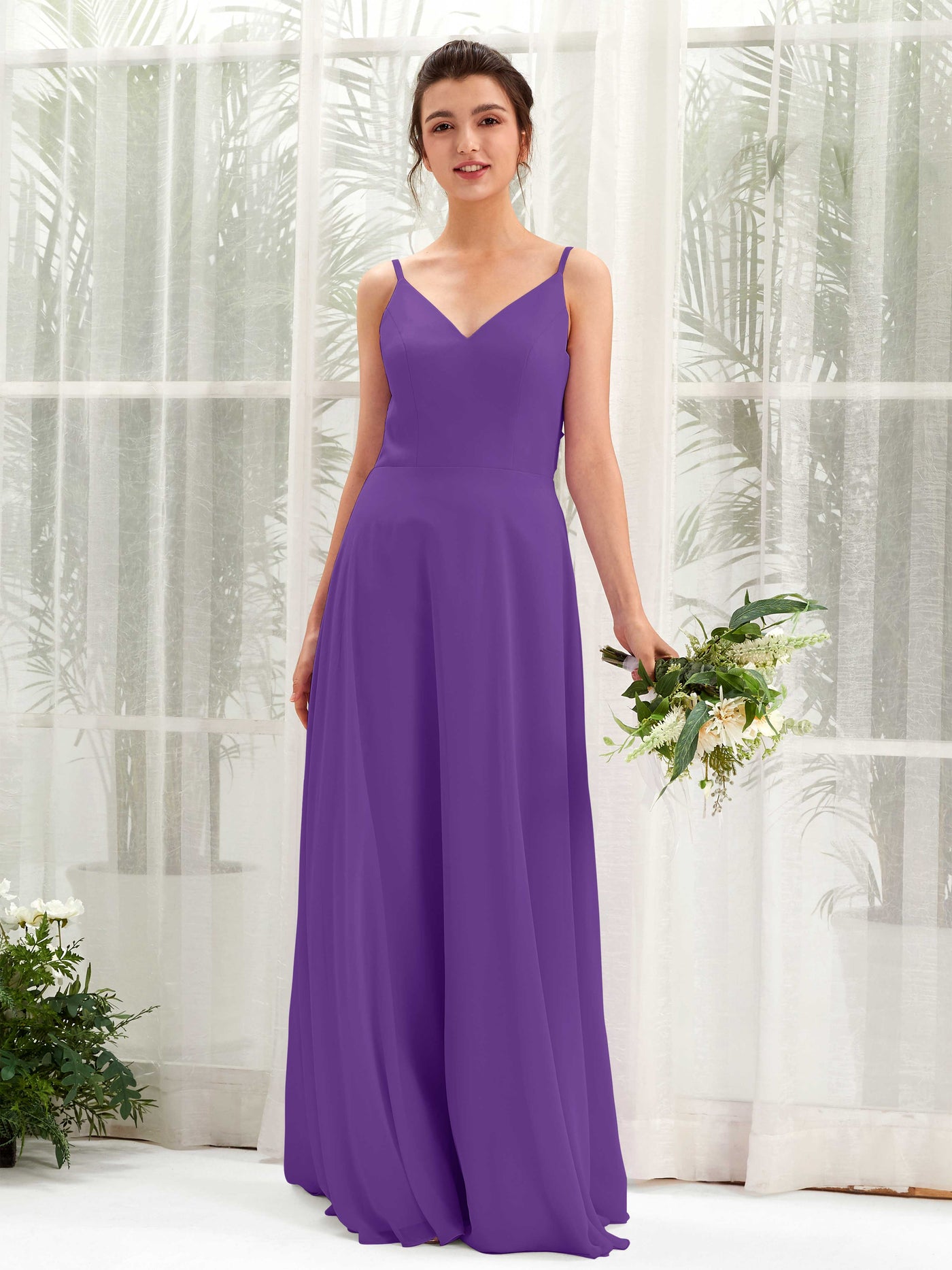 Carlyna A-Linien-Kleid V-Ausschnitt Spaghettiträger Brautjungfernkleid Regency #farbe_regency