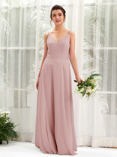 Carlyna A-Linien-Kleid V-Ausschnitt Spaghettiträger Brautjungfernkleid Staubige Rose #farbe_staubige-rose