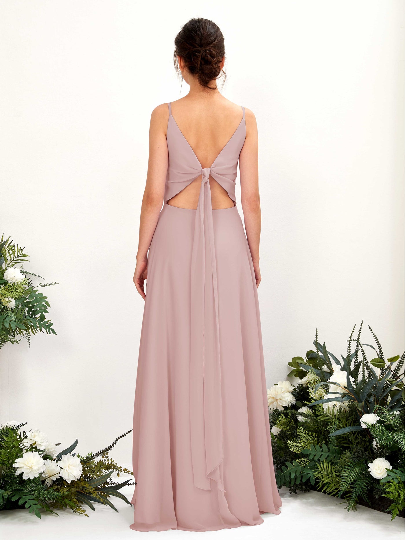 Carlyna A-Linien-Kleid V-Ausschnitt Spaghettiträger Brautjungfernkleid Staubige Rose #farbe_staubige-rose