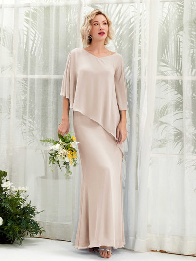 Carlyna A-Linien-Kleid Vokuhila Umhang-Ärmel Brautjungfernkleider Champagner #farbe_champagner