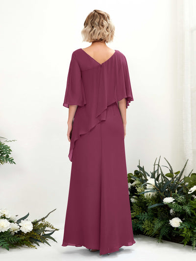 Carlyna A-Linien-Kleid Vokuhila Umhang-Ärmel Brautjungfernkleider Chianti #farbe_chianti