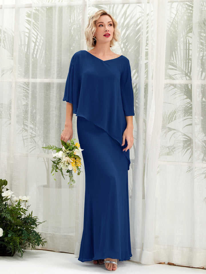 Carlyna A-Linien-Kleid Vokuhila Umhang-Ärmel Brautjungfernkleider Königsblau 