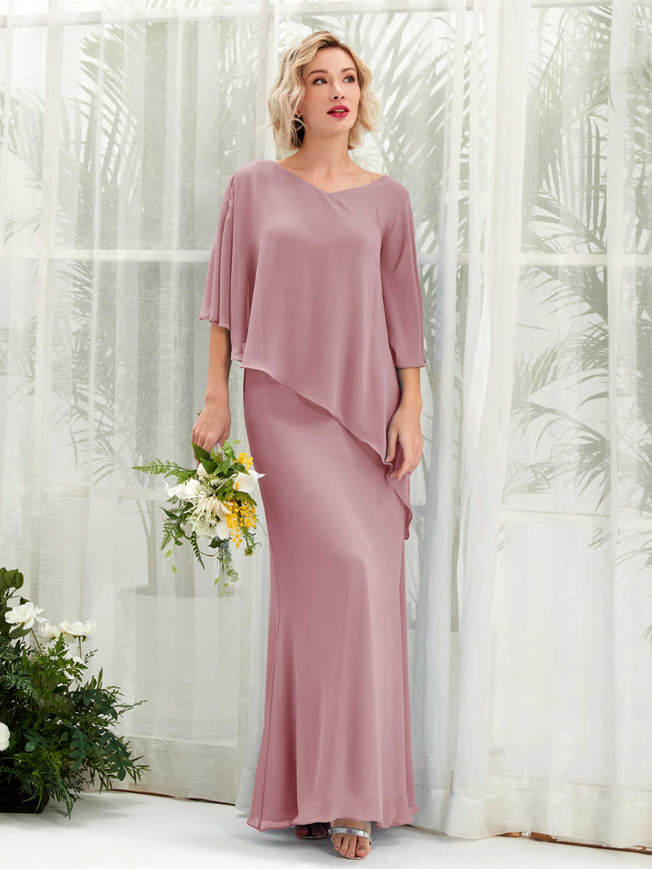 Carlyna A-Linien-Kleid Vokuhila Umhang-Ärmel Brautjungfernkleider Klassisch Mauve 