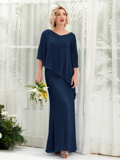 Carlyna A-Linien-Kleid Vokuhila Umhang-Ärmel Brautjungfernkleider Marineblau #farbe_marineblau