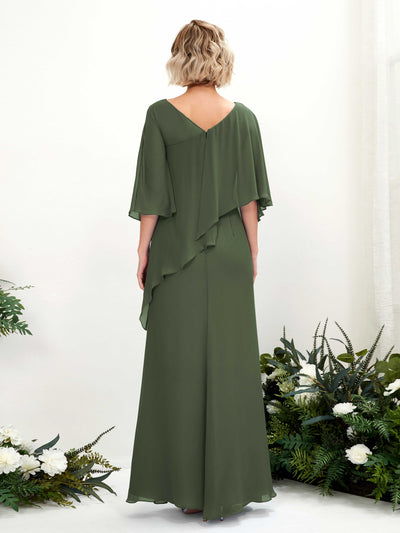 Carlyna A-Linien-Kleid Vokuhila Umhang-Ärmel Brautjungfernkleider Martini-Olive #farbe_martini-olive