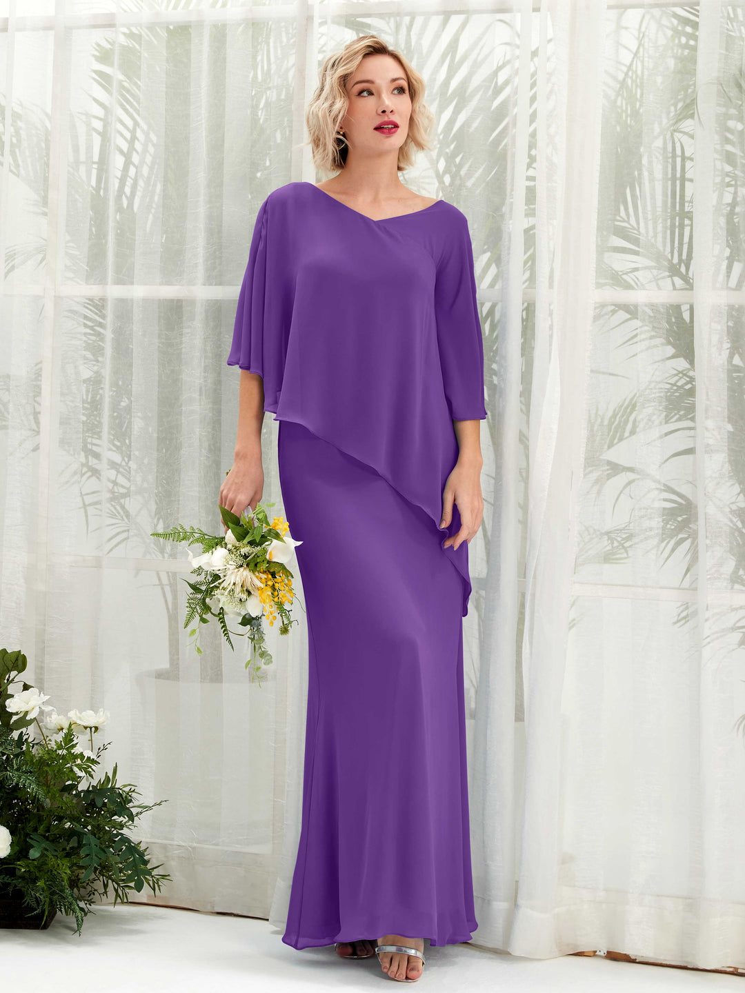 Carlyna A-Linien-Kleid Vokuhila Umhang-Ärmel Brautjungfernkleider Regency 