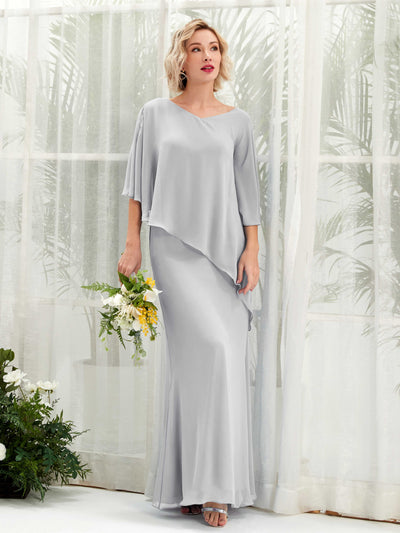 Carlyna A-Linien-Kleid Vokuhila Umhang-Ärmel Brautjungfernkleider Silber #farbe_silber