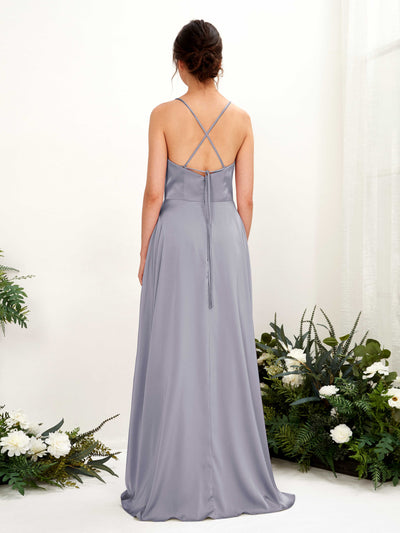 Carlyna A-Linien-Kleid Wasserfall-Ausschnitt Bodenlang mit Beinschlitz Brautjungfernkleid Lila Dunst #farbe_lila-dunst