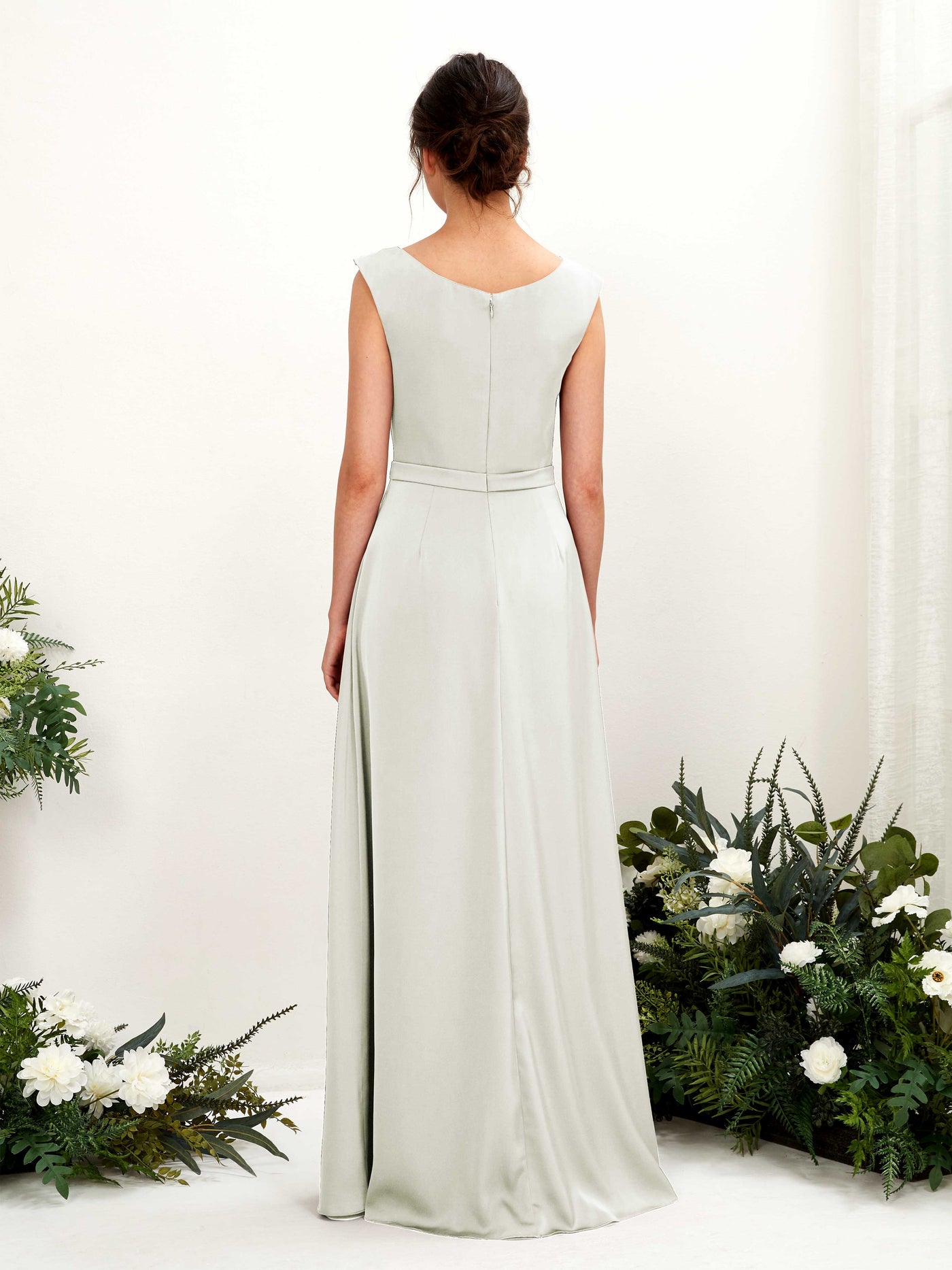 Carlyna A-Linien-Kleid Wasserfall Ausschnitt Satin Bodenlang Brautjungfernkleid Elfenbein #farbe_elfenbein