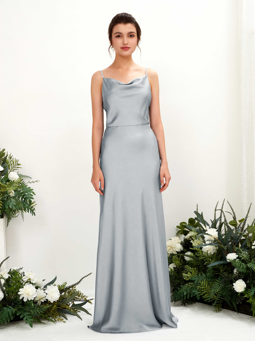 Carlyna A-Linien-Kleid Wasserfall Bodenlang Brautjungfernkleider Baby Blau 