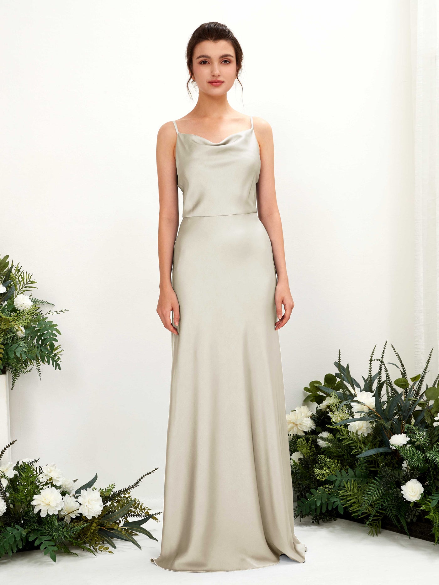Carlyna A-Linien-Kleid Wasserfall Bodenlang Brautjungfernkleider Champagner #farbe_champagner