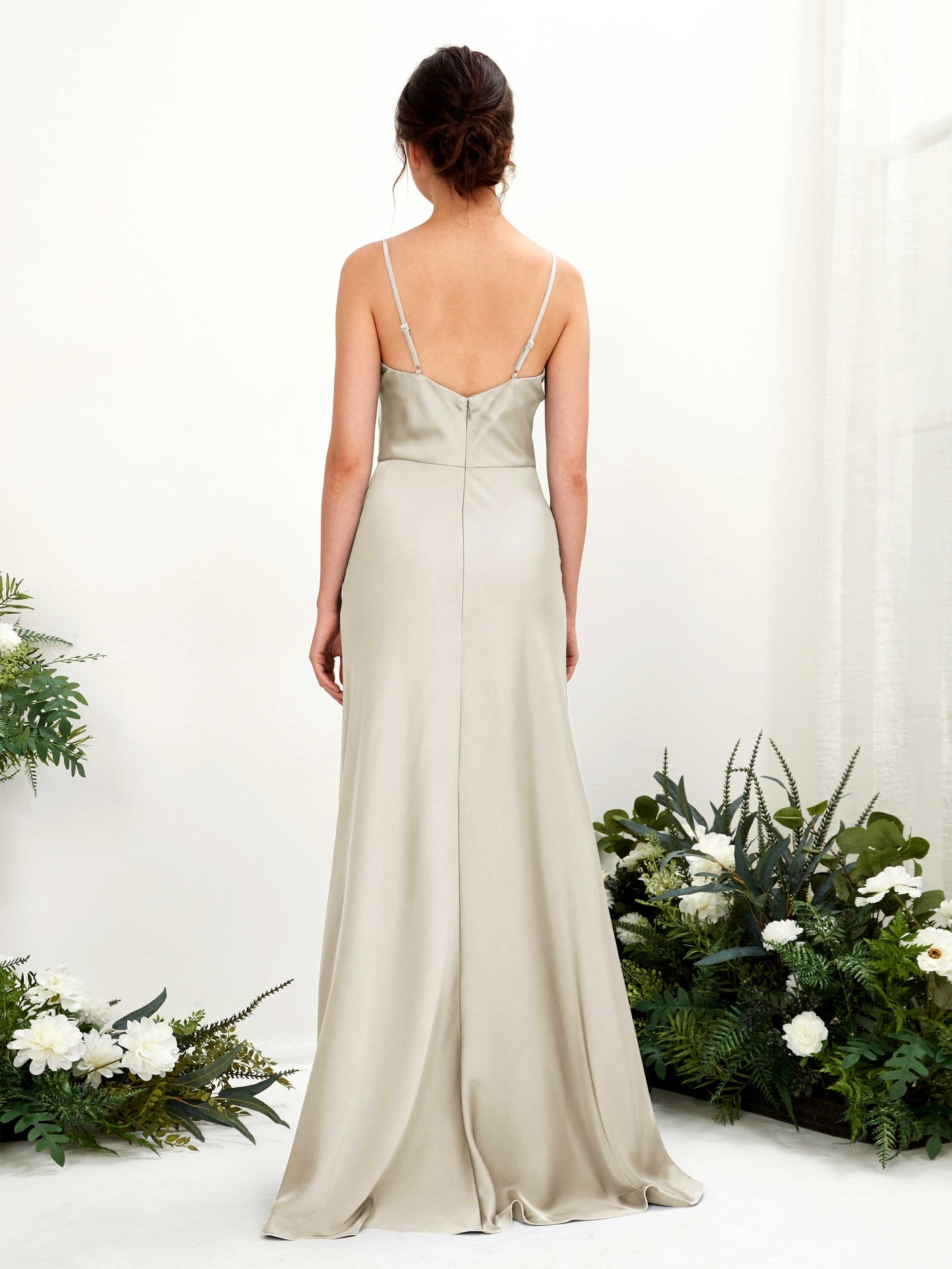 Carlyna A-Linien-Kleid Wasserfall Bodenlang Brautjungfernkleider Champagner #farbe_champagner