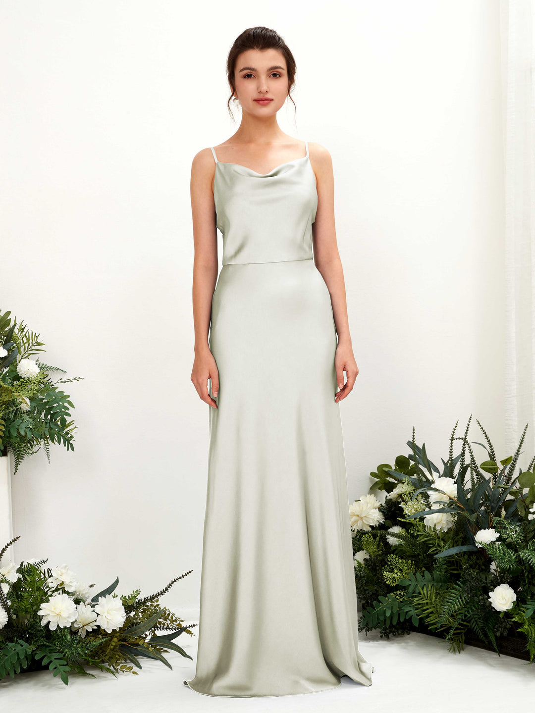 Carlyna A-Linien-Kleid Wasserfall Bodenlang Brautjungfernkleider Elfenbein 