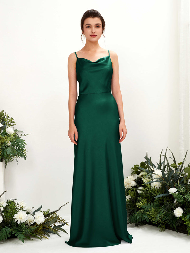 Carlyna A-Linien-Kleid Wasserfall Bodenlang Brautjungfernkleider Jägergrün 