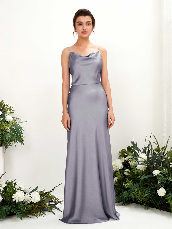 Carlyna A-Linien-Kleid Wasserfall Bodenlang Brautjungfernkleider Lila Dunst 