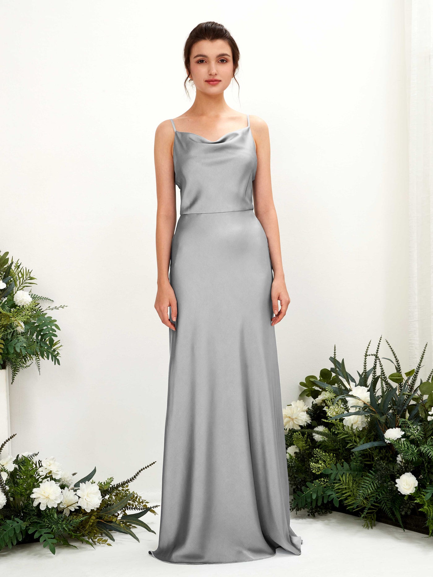 Carlyna A-Linien-Kleid Wasserfall Bodenlang Brautjungfernkleider Taube #farbe_taube