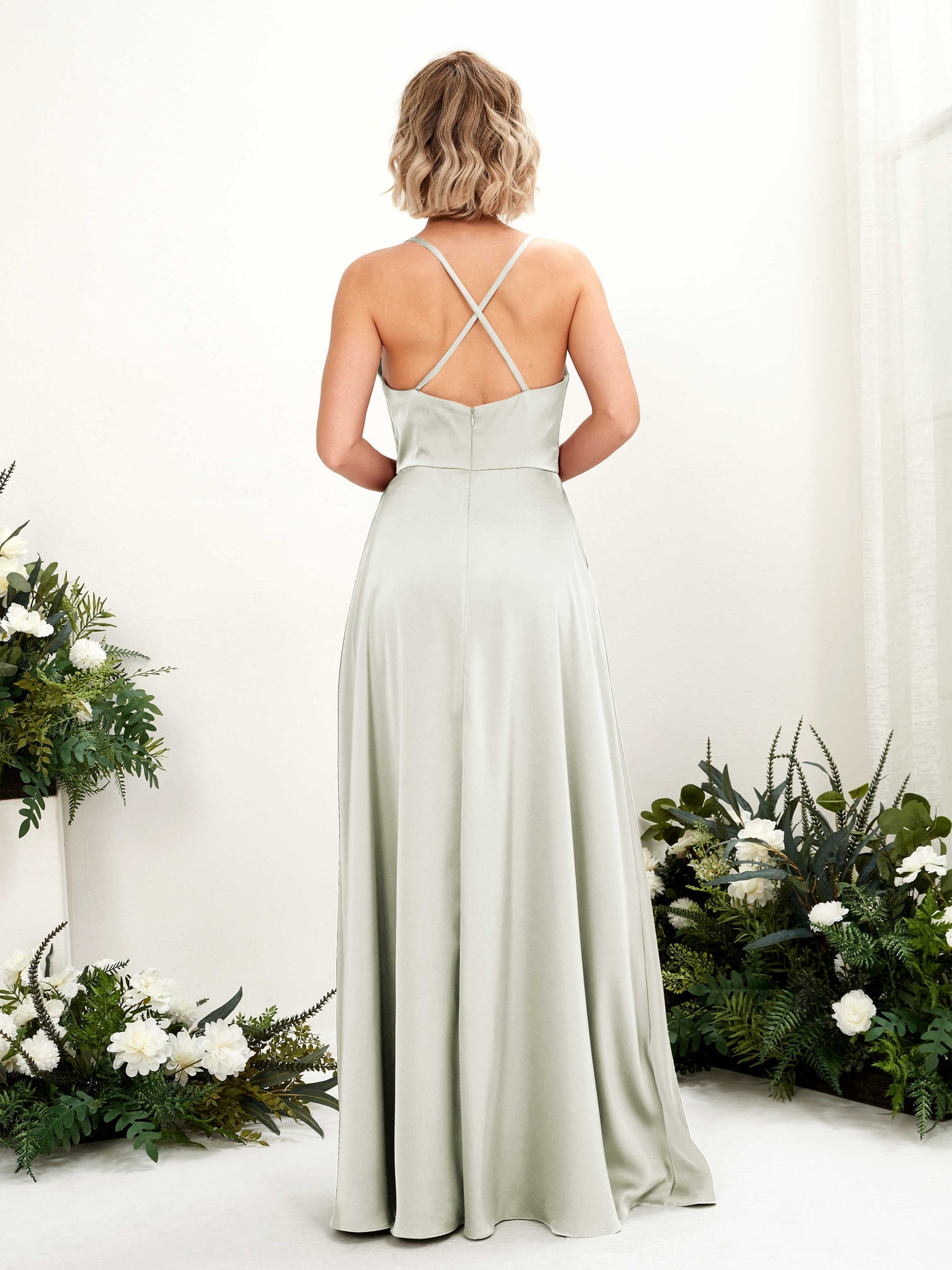 Carlyna A-Linien-Kleid Wasserfallausschnitt Bodenlang Brautjungfernkleid Elfenbein #farbe_elfenbein