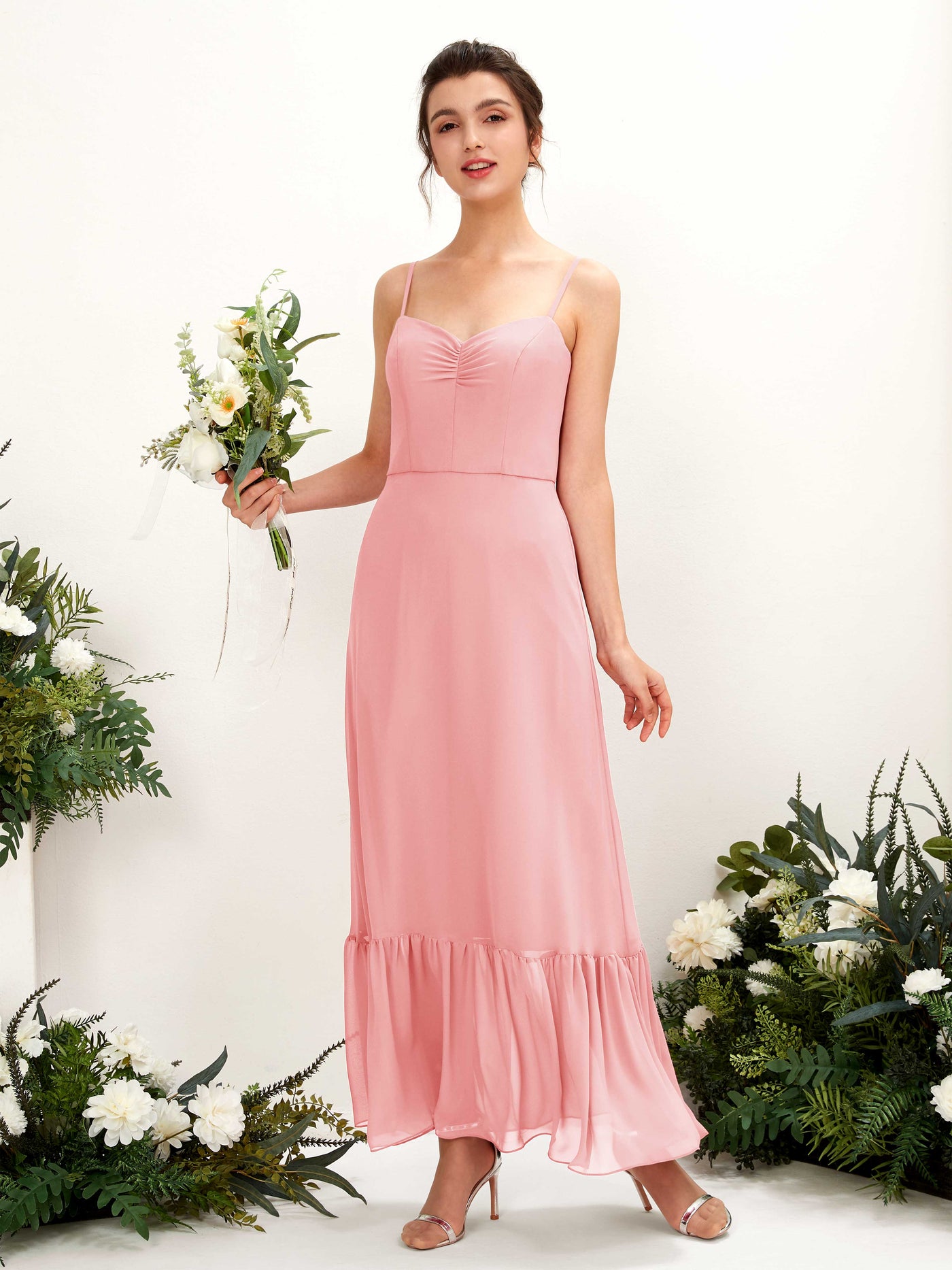 Carlyna Empire-Linie Spaghettiträger Bodenlanges Brautjungfernkleid Ballettrosa #farbe_ballettrosa