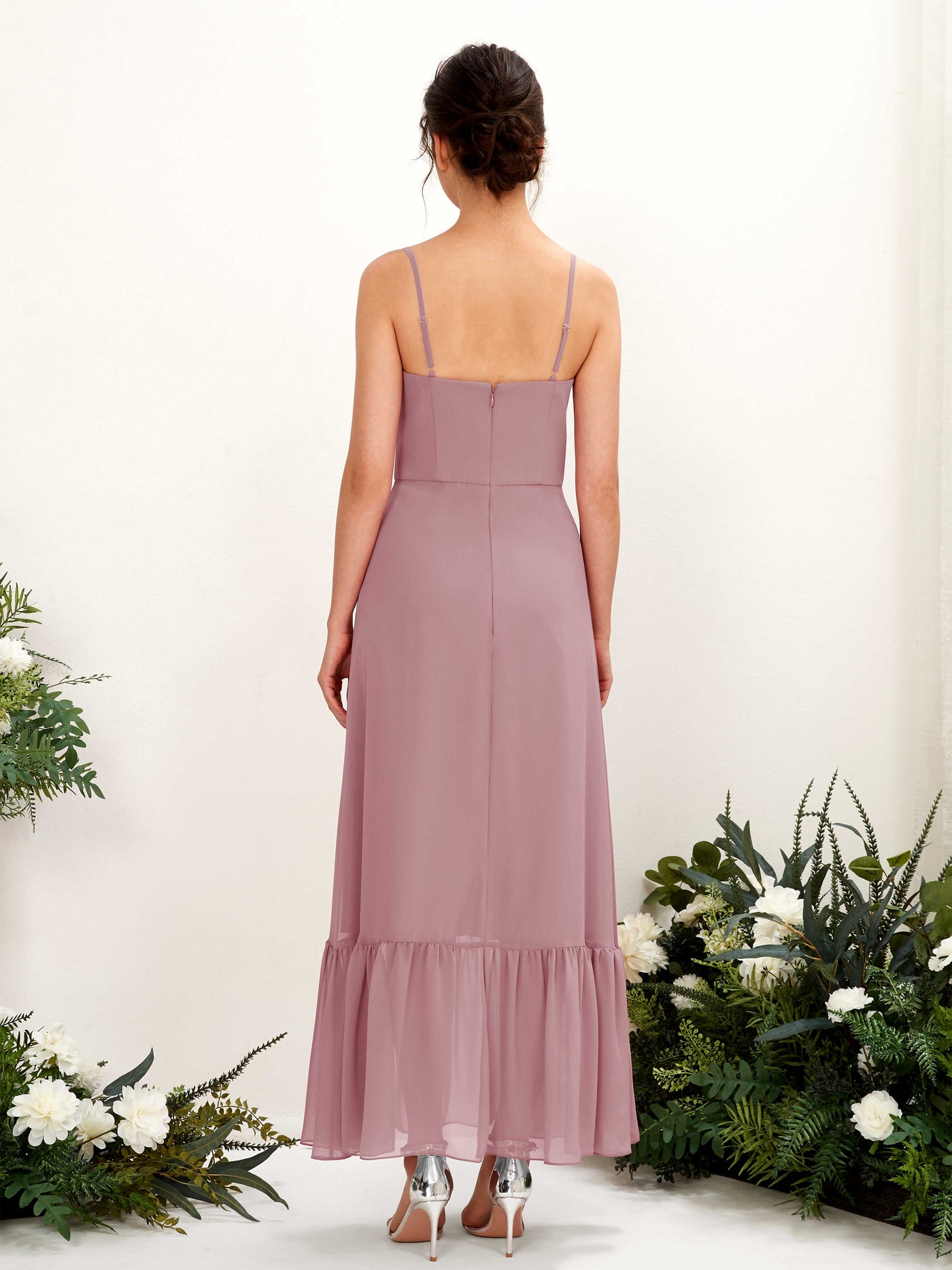 Carlyna Empire-Linie Spaghettiträger Bodenlanges Brautjungfernkleid Klassisch Mauve #farbe_klassisch-mauve