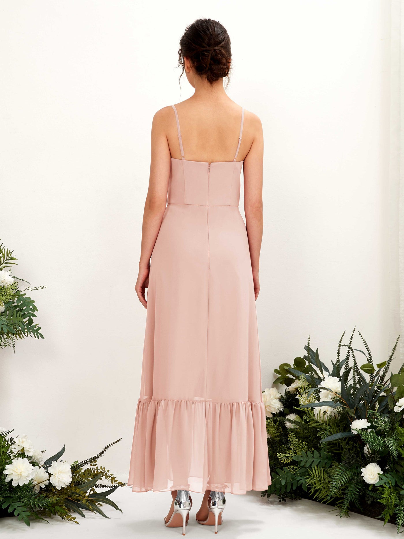 Carlyna Empire-Linie Spaghettiträger Bodenlanges Brautjungfernkleid Perlrosa #farbe_perlrosa