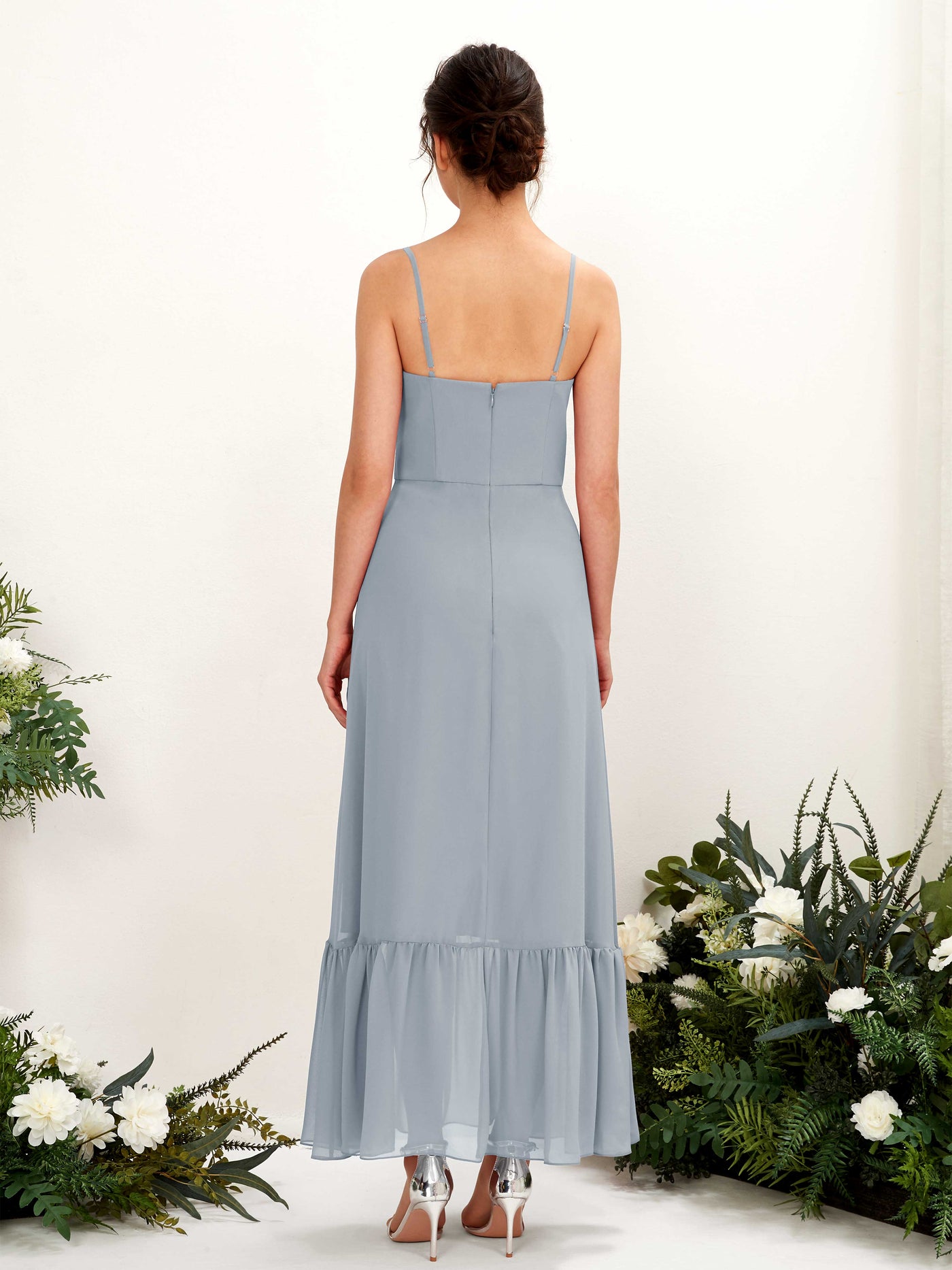 Carlyna Empire-Linie Spaghettiträger Bodenlanges Brautjungfernkleid Staubiges Blau-Upgrade #farbe_staubiges-blau-upgrade
