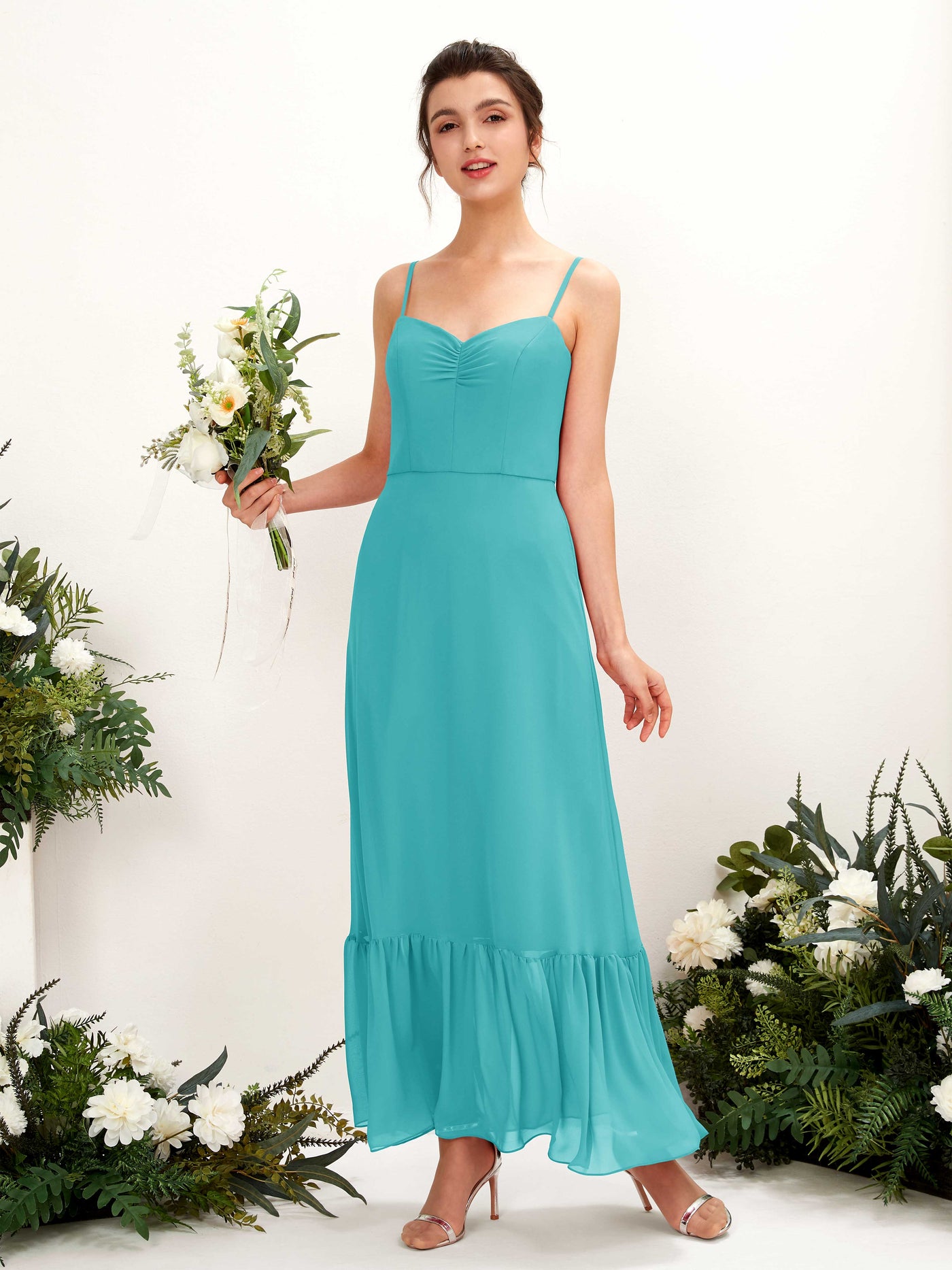 Carlyna Empire-Linie Spaghettiträger Bodenlanges Brautjungfernkleid Türkis #farbe_t-rkis