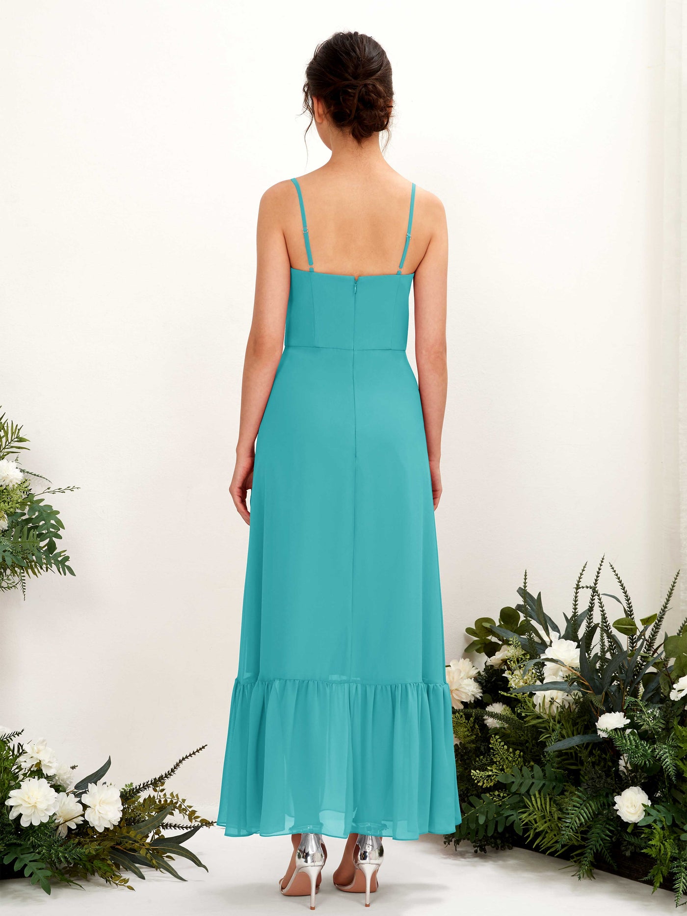 Carlyna Empire-Linie Spaghettiträger Bodenlanges Brautjungfernkleid Türkis #farbe_t-rkis
